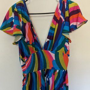 Trashy Diva - DEEP CUT CAMILLA MINI DRESS - RAINBOW BRIGHT, size 6